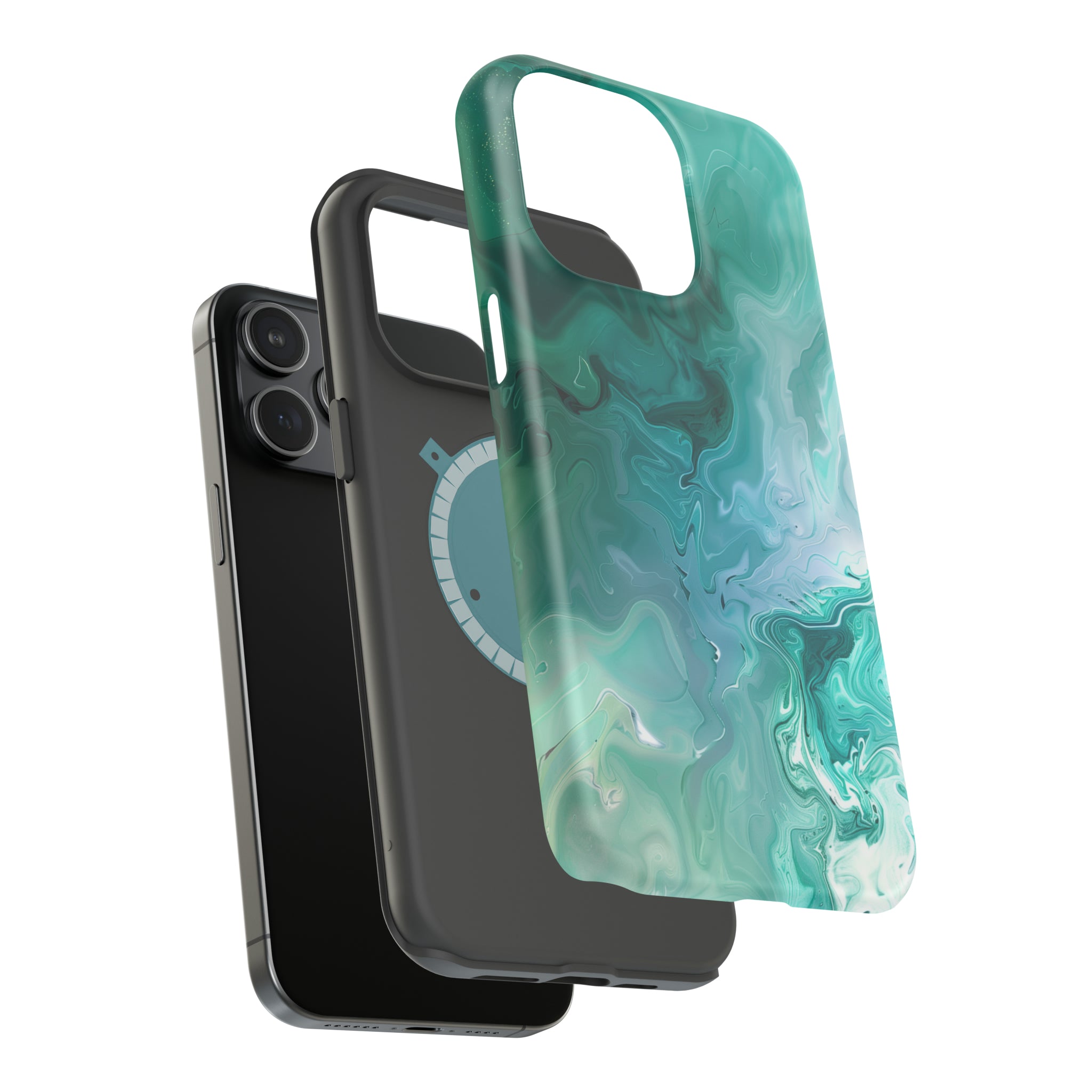 STIKISS™ Abstract Blue green colored marble graphic iPhone MagSafe Tough Case