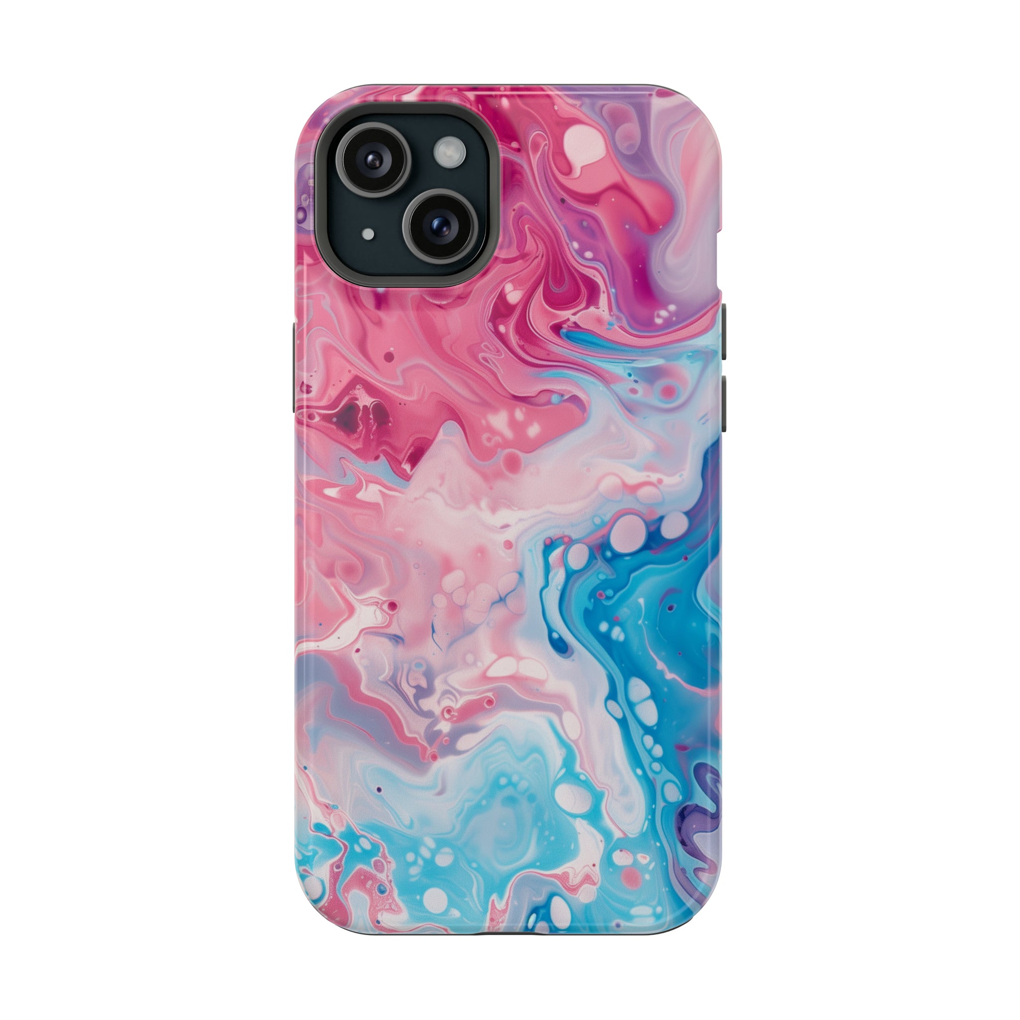 STIKISS™ Abstract Pink blue colored marble graphic iPhone MagSafe Tough Case