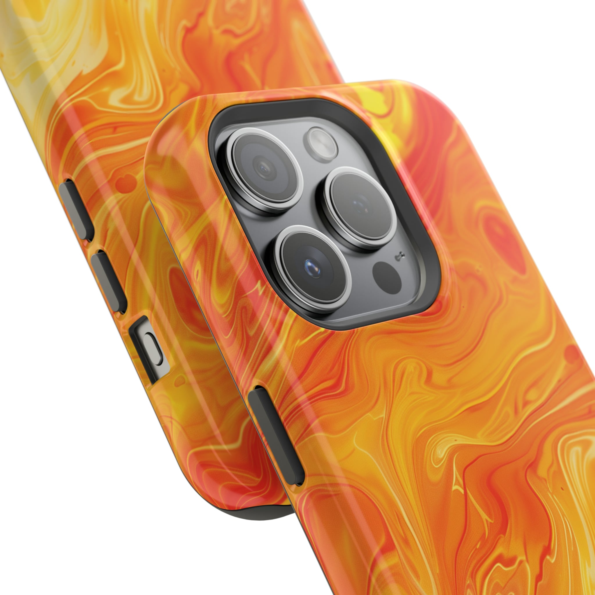 STIKISS™ Abstract Orange yellow colored marble graphic iPhone MagSafe Tough Case