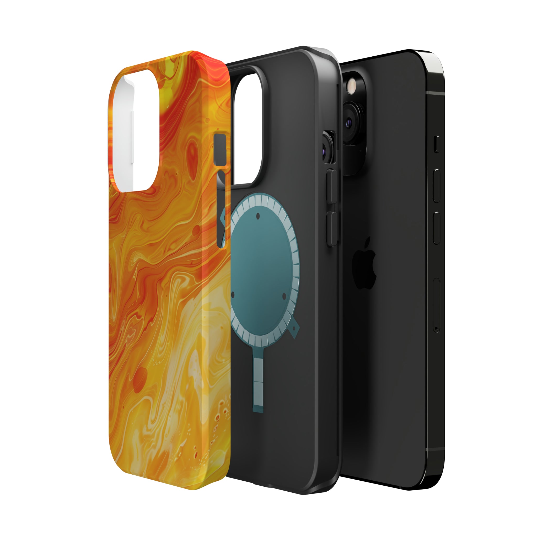 STIKISS™ Abstract Orange yellow colored marble graphic iPhone MagSafe Tough Case