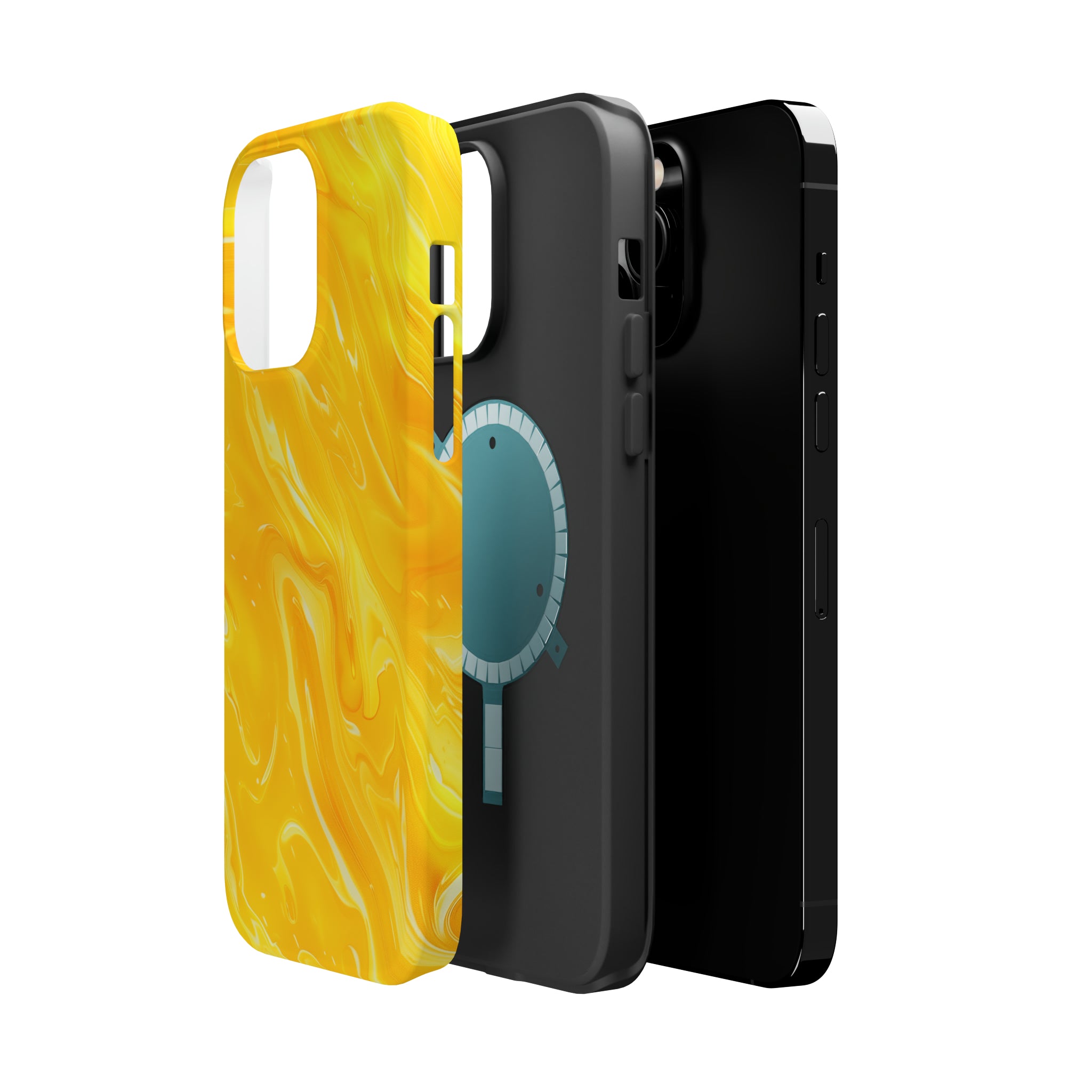 STIKISS™ Abstract Yellow colored marble graphic iPhone MagSafe Tough Case