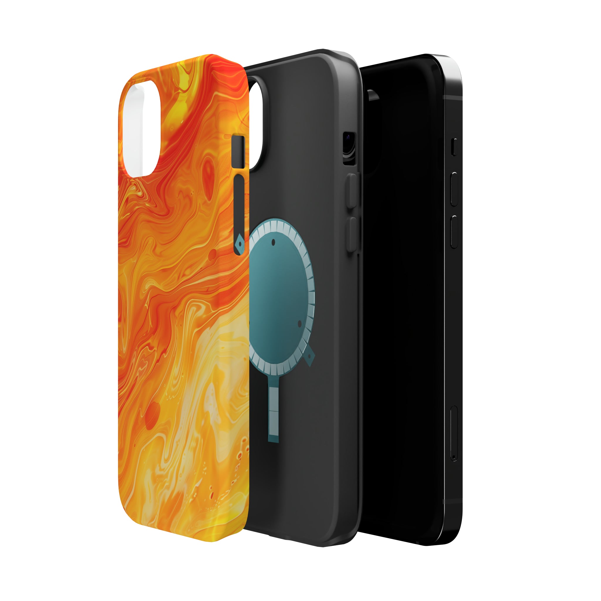 STIKISS™ Abstract Orange yellow colored marble graphic iPhone MagSafe Tough Case