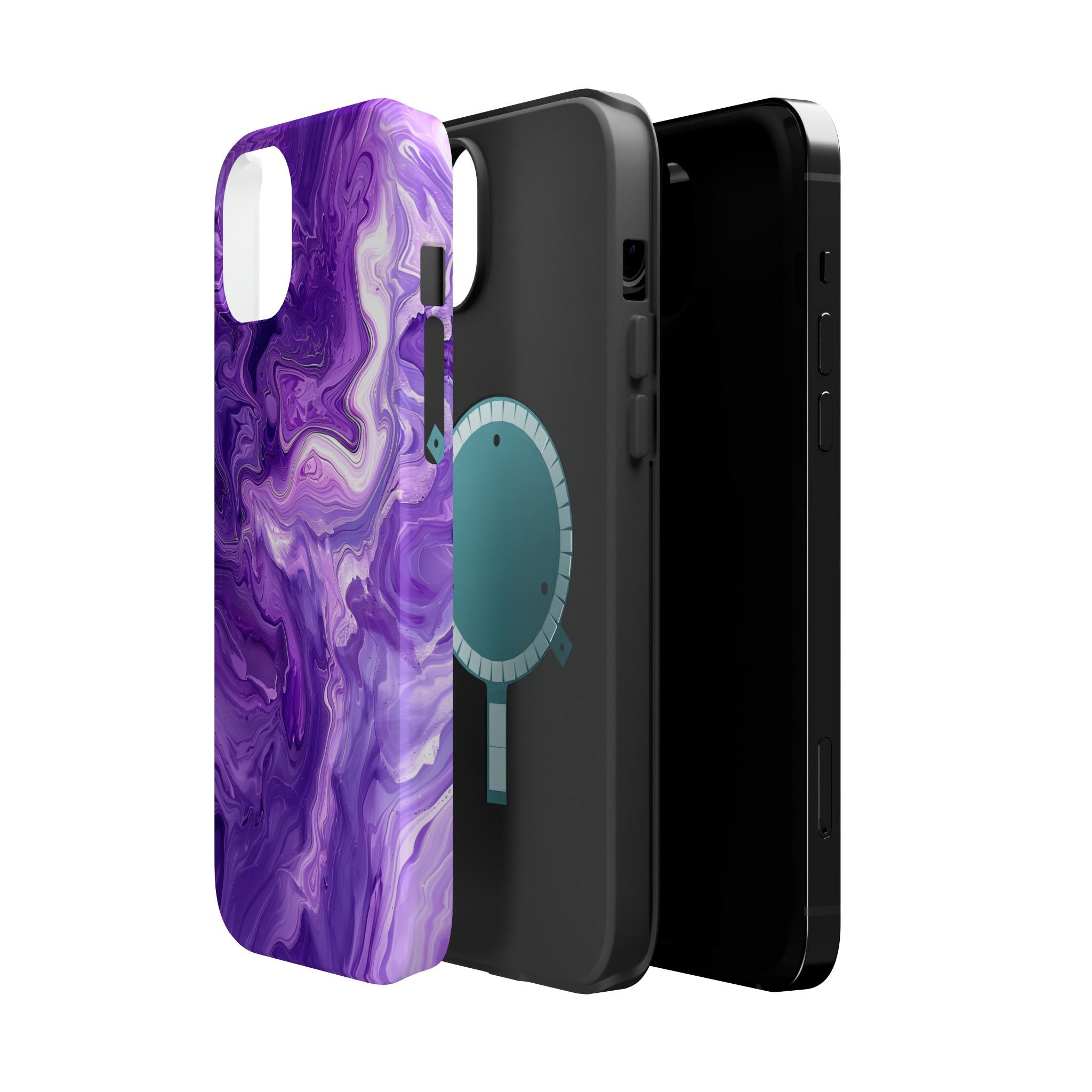 STIKISS™ Abstract Purple colored marble graphic iPhone MagSafe Tough Case