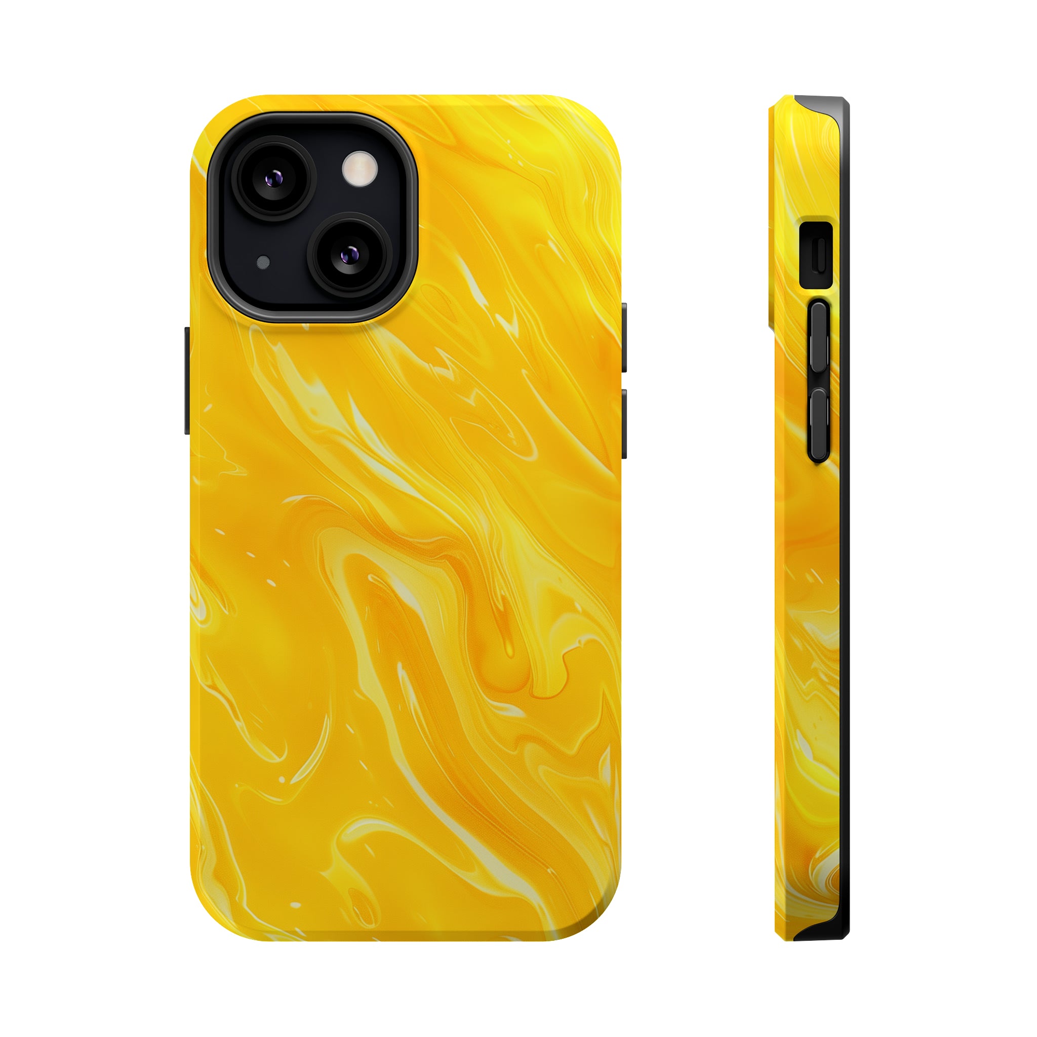 STIKISS™ Abstract Yellow colored marble graphic iPhone MagSafe Tough Case